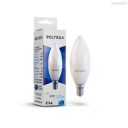 Светодиодная лампа свеча 10Вт 4000K E14 180° - Voltega