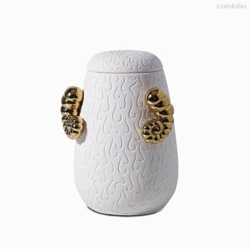 Ваза Double Ear Black, цвет белый/золотой - Cosmo