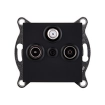 Розетка тройная TV (мама) + TV (папа) + спутниковая SAT, черный матовый Kollinger REA-036BM для Aspekt, Eleganz, Reflex - Kollinger