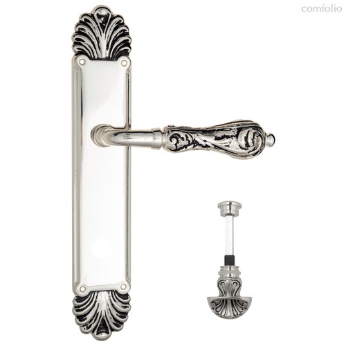 Дверная ручка Venezia Monte Cristo WC-4 на планке PL87 натуральное серебро + черный - Venezia Collezione