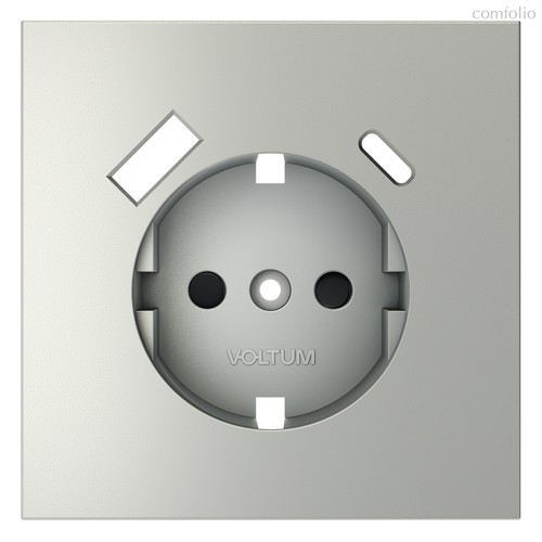 Накладка для розетки с заземлением и защитными шторками, с USB A+C, S70 сталь - Voltum