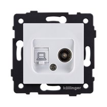 Розетка двойная TV (мама) + RJ45 Cat.6, белый Kollinger REA-021WH для Aspekt, Eleganz, Reflex - Kollinger