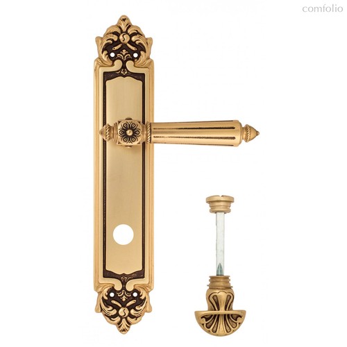 Дверная ручка Venezia Castello WC-4 на планке PL96 французское золото + коричневый - Venezia Collezione