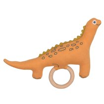 Погремушка из хлопка с деревянным держателем Динозавр Toto из коллекции Tiny world 14х11 см - Tkano