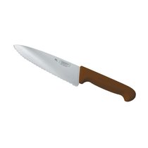 Нож PRO-Line поварской 20 см, коричневая пластиковая ручка, волнистое лезвие, Proff - P.L. Proff Cuisine