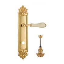 Дверная ручка Venezia Colosseo белая керамика паутинка WC-4 на планке PL96 полированная латунь - Venezia Collezione