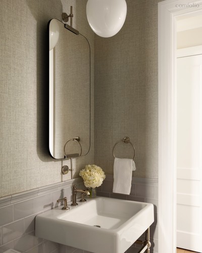 Серебряное настенное зеркало Линарес, цвет никель - Louvre Home