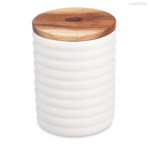 Банка для хранения Décor de table Home 550 мл, керамика, дерево, белая - Decor De Table