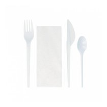 Набор индивидуальный: нож, вилка, салфетка, чайная ложка; 17 см, белый, PS, Garcia de Po - Garcia De Pou