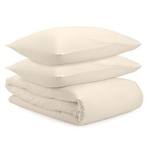 Комплект постельного белья из сатина белого цвета из коллекции Essential, 200х220 см - Tkano
