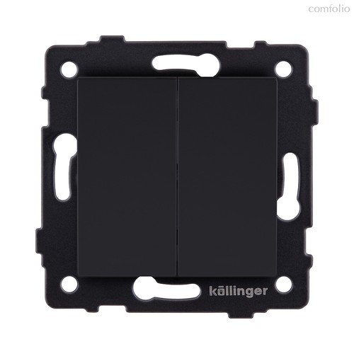 Выключатель 2-клавишный проходной 10А/250В, черный матовый Kollinger REA-S-009BM для Aspekt, Eleganz, Reflex - Kollinger