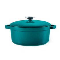 Кастрюля с крышкой Voeux Profond d24 см, 3,8 л, чугун, бирюзовая - Voeux