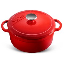 Кастрюля с крышкой Voeux L'amour d24 см, 3,8 л, чугун, красная - Voeux