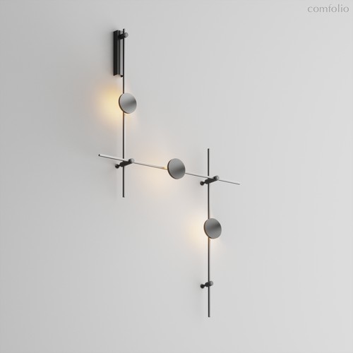 Готовая конструкция настенная прямая 1м х 1м х 1м со светильниками Plato 3 шт. и блоком питания, черный - Maytoni