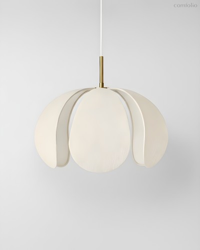 Золотой подвесной светильник Флэк с бежевым абажуром, цвет полированная латунь - Louvre Home