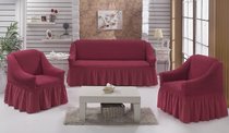 Набор чехлов для дивана "BULSAN" 3+1+1, цвет розовый - Bulsan