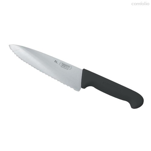 Нож PRO-Line поварской 20 см, черная пластиковая ручка, волнистое лезвие, Proff Cui - P.L. Proff Cuisine