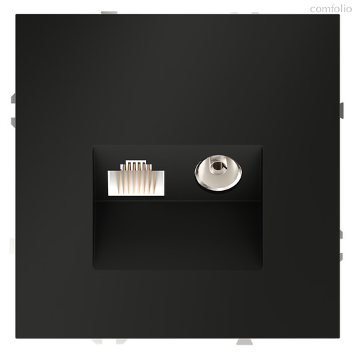 Розетка телевизионная встраиваемая VOLTUM S70 TV+RJ45 кат. 6, черный матовый - Voltum