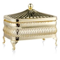 Масленка прямоугольная с крышкой Queen Anne 13х9см, золотой цвет, сталь, стекло - Queen Anne