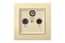Розетки и выключатели: Розетка SAT-TV-R проходная, слоновая кость, Classic - Kanlux