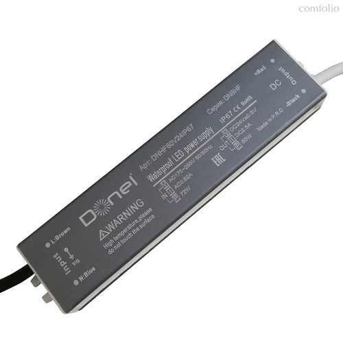Блок питания 60 Вт DC24B, 2.5А, IP67, 180x40x23мм, серия:DN8HF - Donel