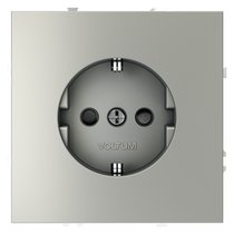Розетка встраиваемая VOLTUM S70 с заземлением и защитными шторками, 16А, (сталь)