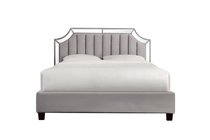 Кровать с зеркальными вставками серая 214x172x127см - Garda Decor