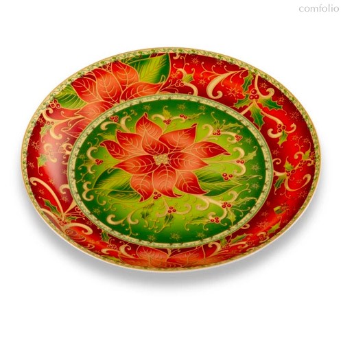 Блюдо Lamart Palais Royal Рождественская звезда 31 см, фарфор, зеленое - Lamart