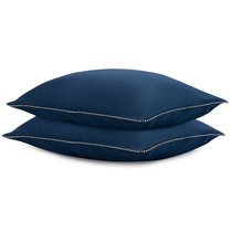 Набор из двух наволочек темно-синего цвета с контрастным кантом из коллекции Essential, 50х70 см - Tkano