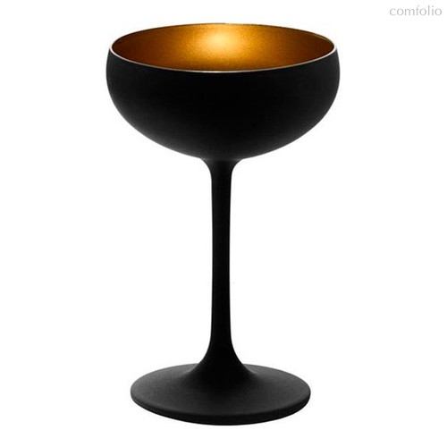 Бокал для шампанского d=95 h=147мм (230мл) 23 cl., стекло, цвет черный/золотой, Elements, - Stolzle