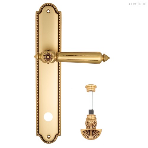 Дверная ручка Venezia Castello WC-4 на планке PL98 французское золото + коричневый - Venezia Collezione