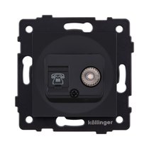 Розетка двойная TV (мама) + телефонная розетка RJ11, черный матовый Kollinger REA-013BM для Aspekt, Eleganz, Reflex - Kollinger
