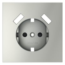 Накладка для розетки с заземлением и защитными шторками, с USB A+A, S70 сталь - Voltum