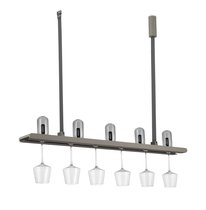 LED подвес, Copenhagen , 20Вт (LED 5x0, 5Вт+светодиодная лента 17, 5Вт), L1200xW120xH2200 мм, 1136Лм, AC220В, Ra90, 70°, 3000К, IP20, серый, источник питания в комплекте, без бокалов - Donolux