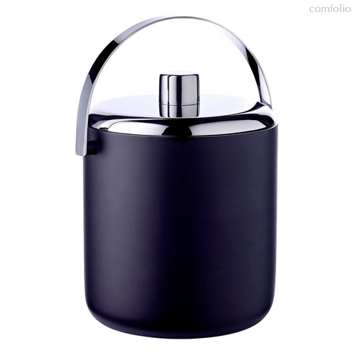 Ведерко для льда с крышкой Edzard Атас d18хh23 см, сталь нержавеющая, матовое, черное - Edzard