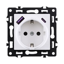 Розетка штепсельная SCHUKO 16A/250 В с USB A+C 20W, белый Kollinger Asthetik AS-016WH - Kollinger