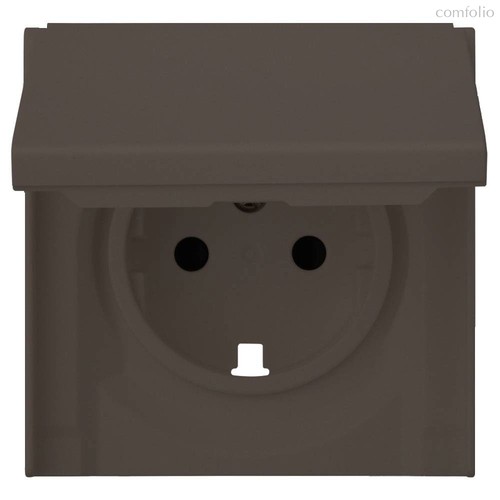 Лицевая панель для розетки 2к+з с крышкой 35634 CP, капучино - Rikett