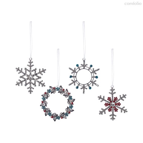 Набор елочных украшений Christmas diamonds из коллекции New Year Essential, 4 шт. - Tkano