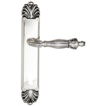 Дверная ручка Venezia Olimpo CYL на планке PL87 натуральное серебро + черный - Venezia Collezione