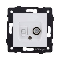 Розетка двойная спутниковая SAT + RJ45 Cat.6, белый матовый Kollinger REA-022WM для Aspekt, Eleganz, Reflex - Kollinger