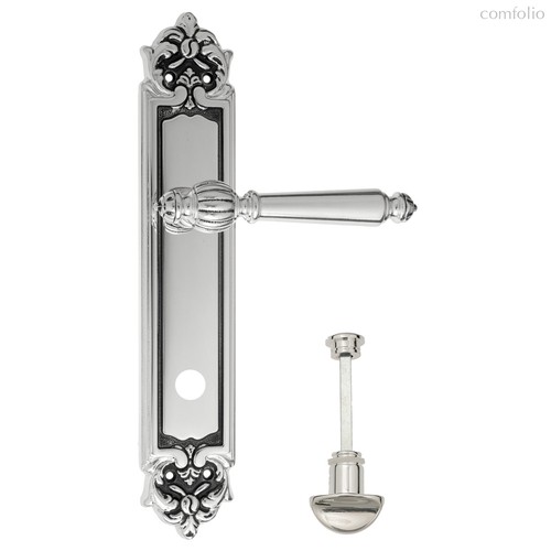 Дверная ручка Venezia Pellestrina WC-2 на планке PL96 натуральное серебро + черный - Venezia Collezione