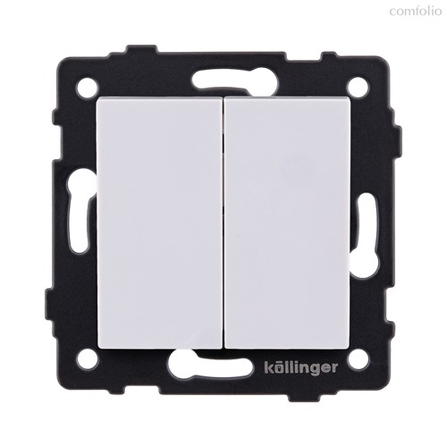 Выключатель 2-клавишный проходной 10А/250В, белый Kollinger REA-S-009WH для Aspekt, Eleganz, Reflex - Kollinger