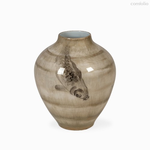 Ваза Fish II высота 36, цвет белый/золотой/черный - Cosmo