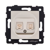 Розетка двойная RJ11 + RJ45 Cat.6, золотой Kollinger REA-011GD для Aspekt, Eleganz, Reflex - Kollinger