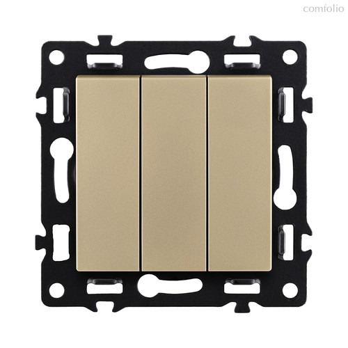 Трехклавишный выключатель 10А/250В Золотой Kollinger Asthetik AS-710GD - Kollinger