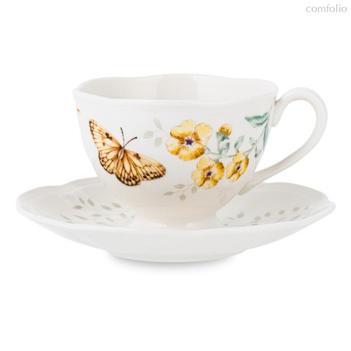 Чашка чайная с блюдцем Lenox "Бабочки на лугу.Желтушка" 240мл - Lenox