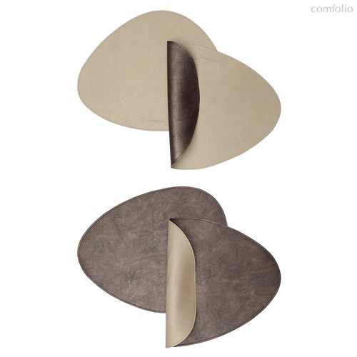 Набор из 4-х двухсторонних сервировочных салфеток Drop, 33х41 см, шоколадный/бежевый - Liberty Jones