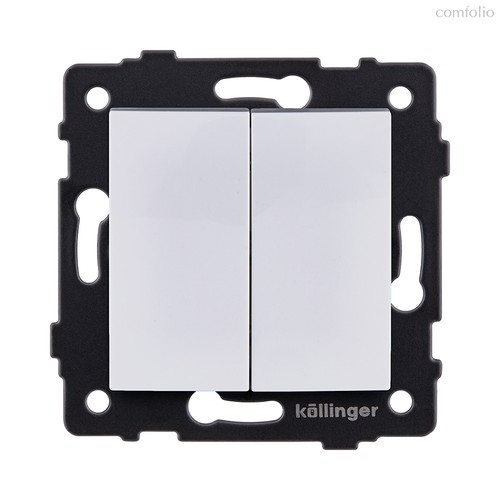 Выключатель 2-клавишный 10А/250В, изогнутый, белый Kollinger REA-R-007WH для Aspekt, Eleganz, Reflex - Kollinger