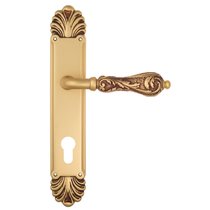 Дверная ручка Venezia Monte Cristo CYL на планке PL87 французское золото + коричневый - Venezia Collezione