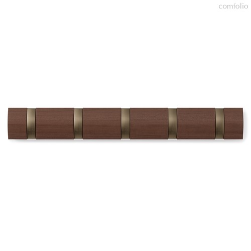 Вешалка настенная горизонтальная Flip 5 крючков коричневая - Umbra